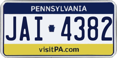 PA license plate JAI4382
