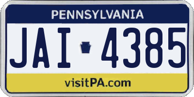 PA license plate JAI4385
