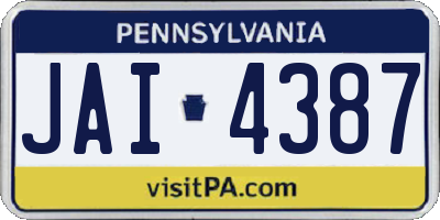 PA license plate JAI4387