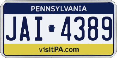 PA license plate JAI4389