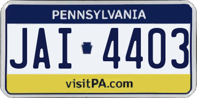PA license plate JAI4403