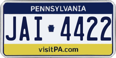 PA license plate JAI4422