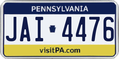 PA license plate JAI4476