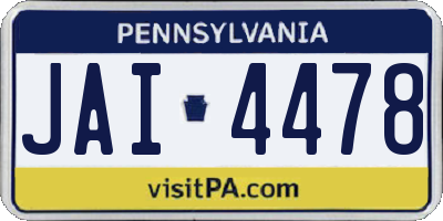 PA license plate JAI4478