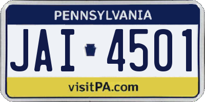 PA license plate JAI4501