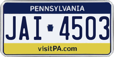 PA license plate JAI4503