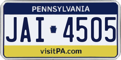 PA license plate JAI4505