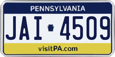 PA license plate JAI4509