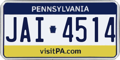 PA license plate JAI4514