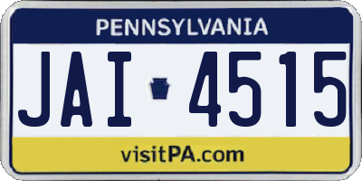 PA license plate JAI4515