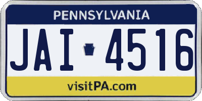 PA license plate JAI4516