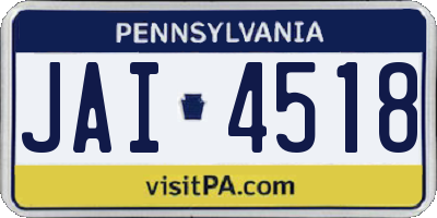 PA license plate JAI4518