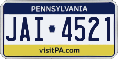 PA license plate JAI4521