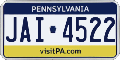 PA license plate JAI4522