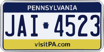 PA license plate JAI4523