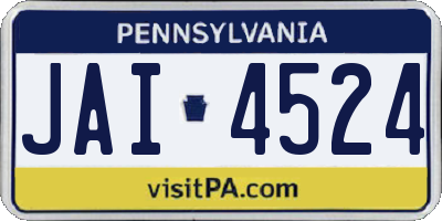 PA license plate JAI4524