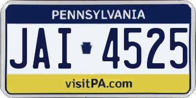 PA license plate JAI4525