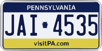 PA license plate JAI4535