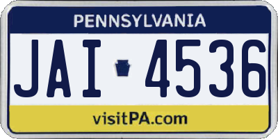 PA license plate JAI4536