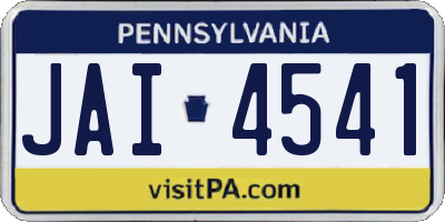 PA license plate JAI4541