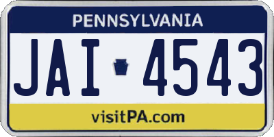 PA license plate JAI4543