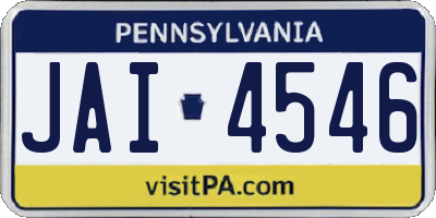 PA license plate JAI4546