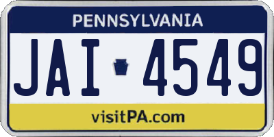 PA license plate JAI4549