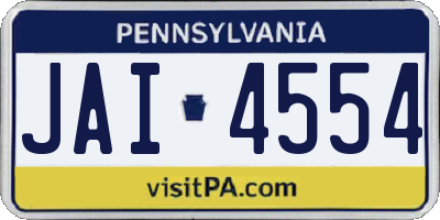 PA license plate JAI4554