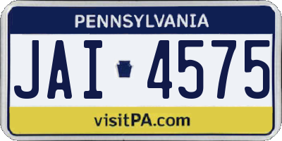 PA license plate JAI4575