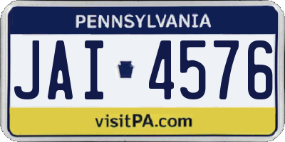 PA license plate JAI4576