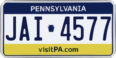 PA license plate JAI4577