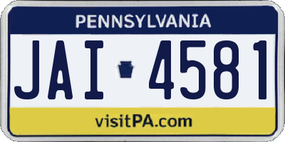 PA license plate JAI4581