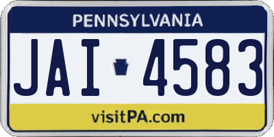 PA license plate JAI4583