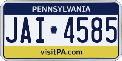 PA license plate JAI4585