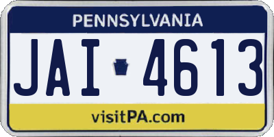 PA license plate JAI4613