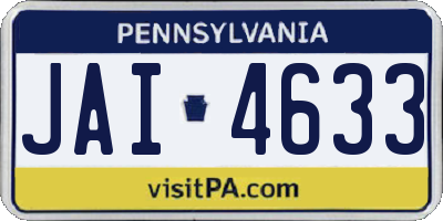 PA license plate JAI4633