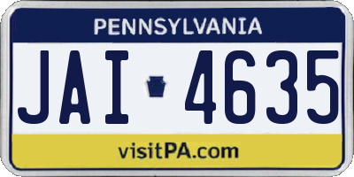 PA license plate JAI4635