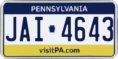 PA license plate JAI4643