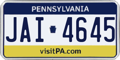 PA license plate JAI4645