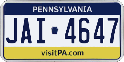 PA license plate JAI4647