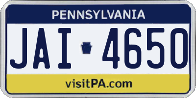 PA license plate JAI4650
