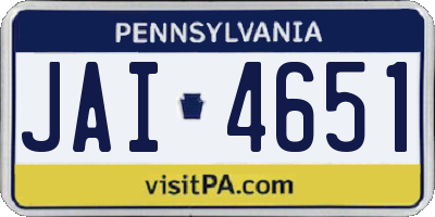 PA license plate JAI4651