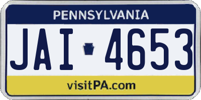 PA license plate JAI4653