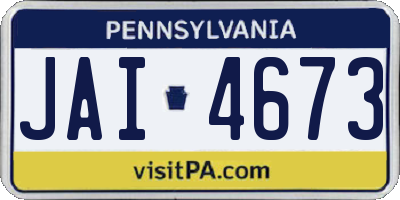 PA license plate JAI4673