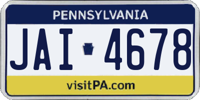 PA license plate JAI4678