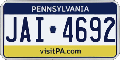 PA license plate JAI4692