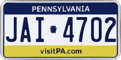 PA license plate JAI4702