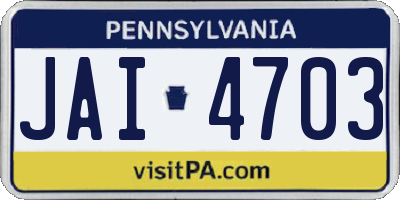 PA license plate JAI4703
