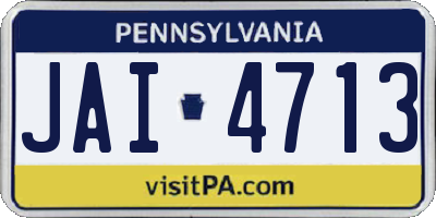 PA license plate JAI4713