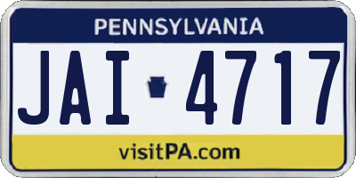 PA license plate JAI4717
